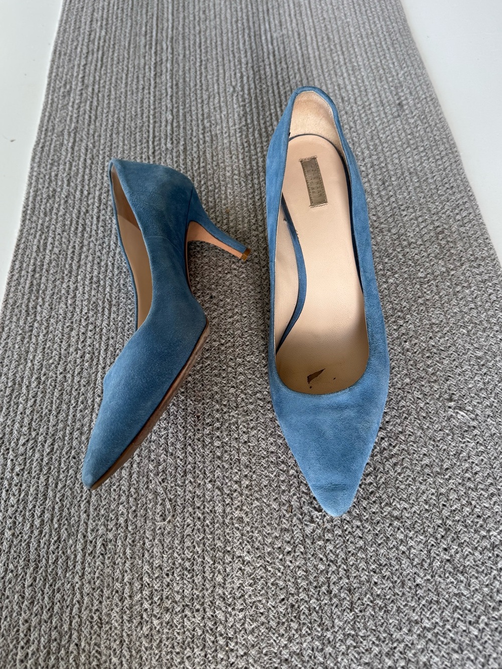Cole Haan Baby Blue Suede Leather Pointed Toe Heels Pumps Dress Shoes Size 10